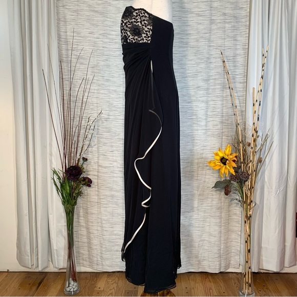 Bari Jay black and cream strapless evening gown. - Picture 6 of 16